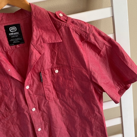 ecko unltd Red Button Down Short Sleeve Shirt Size XL - Picture 3 of 6